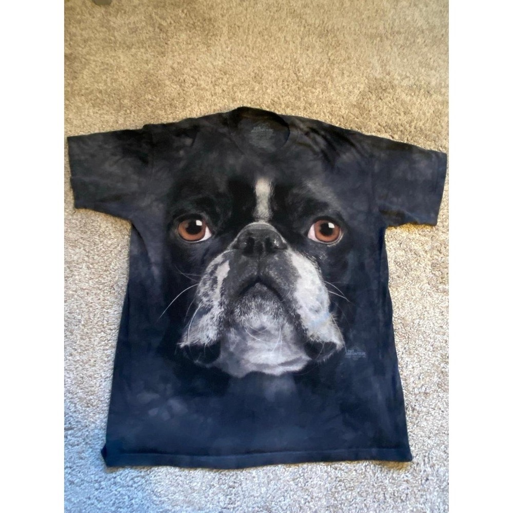 The Mountain T Shirt Men Large Black Dog Boston Terrier Classic Cotton Men S2